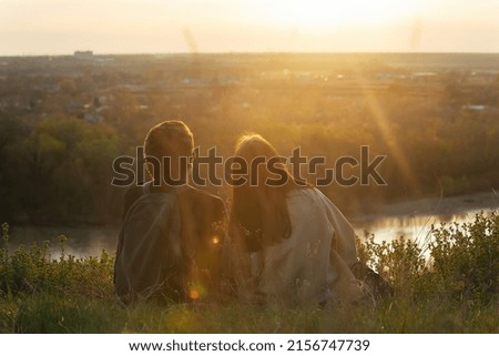 Similar – Image, Stock Photo 2 women walking in the evening light