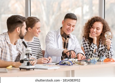 Young People At Physics Lesson In Classroom