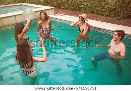 young people in the pool