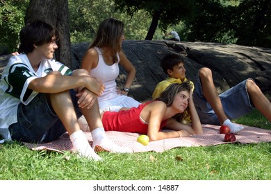 young people relaxing in a park