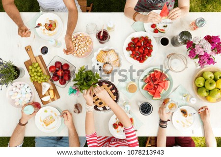 Similar – Image, Stock Photo Apple pie in flower shape on wooden table