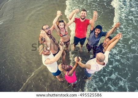 Young People Standing Near Sea Concept