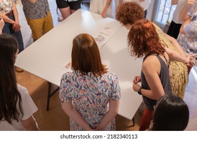 Young People Working In A Coworking Design Studio. Creative Artists Working. Designers, Artists Or Illustrators Meeting. Art Workshop.