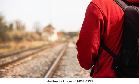 Young Photographer Walking Along Train Track Stock Photo 2140876923 ...