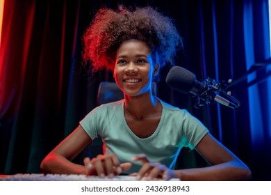 Young Podcaster Creating Content in Studio.