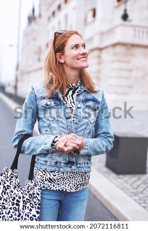 Similar – Attractive blond woman leaving her workplace