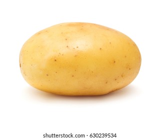 Young potato isolated on white background. Harvest new. Flat lay, top view 