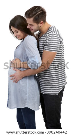 Similar – Pregnant woman embraced by her husband