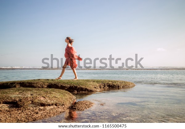 Young Pregnant Woman On Beach Vacation Stock Photo Edit Now 1165500475