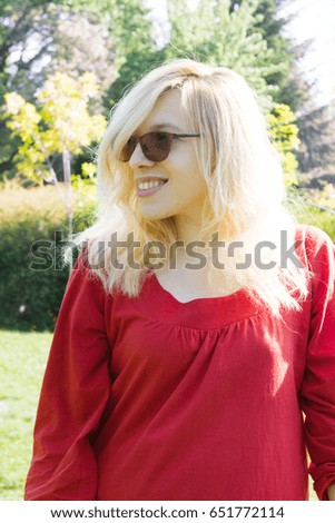 Similar – Young happy woman holding an envelope