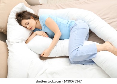 Young Pregnant Woman Sleeping On Maternity Stock Photo (Edit Now ...