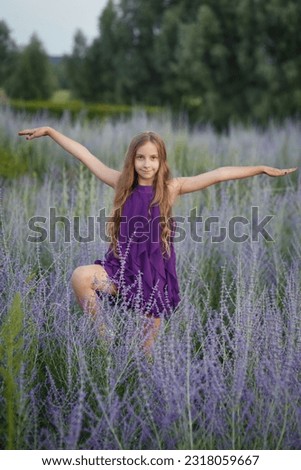 Similar – Woman posing in flower field with a handkerchief