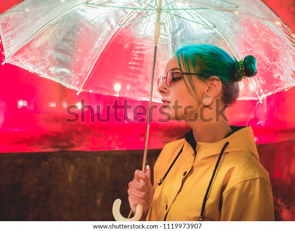 Young Pretty Girl Blue Dyed Hair Stock Image Download Now