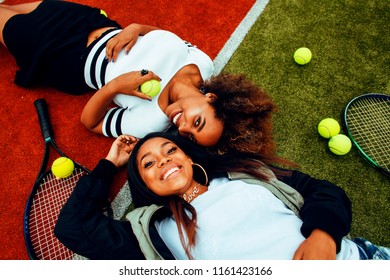 Young Pretty Girlfriends Hanging On Tennis Stock Photo (Edit Now) 451510