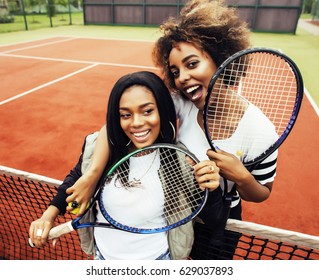 Young Pretty Girlfriends Hanging On Tennis Stock Photo 629037 pic