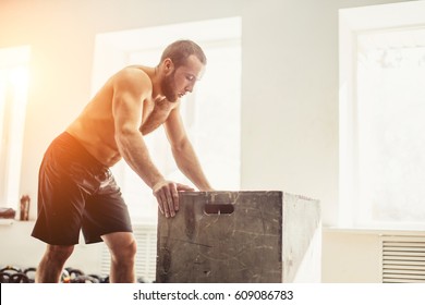 Young Pretty Man Tired After Weightlifting At Gym