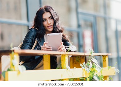 Young Pretty Spanish Woman Cafe City Stock Photo 735015331 | Shutterstock