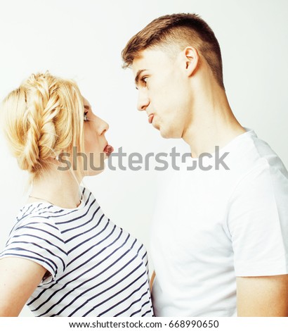 Similar – Image, Stock Photo Young couple screaming to each other