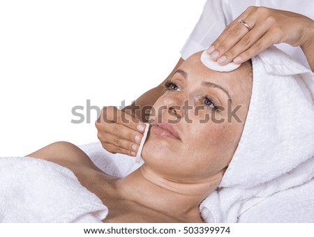 Similar – Young woman receiving a head massage in a spa center