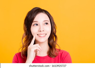 Young pretty woman thinking and looking something - Shutterstock ID 1613925727