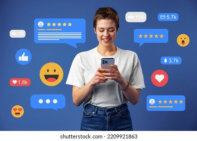 Young pretty woman using mobile phone for checking social media - Powered by Shutterstock