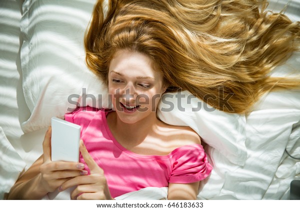 Young Pretty Woman Waking Bed Hair Stock Photo Edit Now 646183633