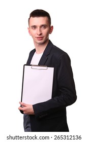 Young professional looking into camera isolated on white