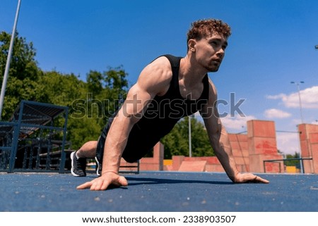 Similar – Image, Stock Photo Push ups Diet Lifestyle