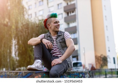 Young Punk Man In A Public Housing Estates
