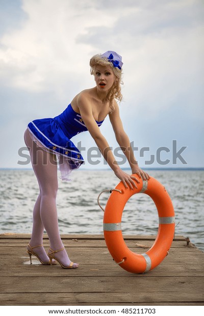 Young Retro Pinup Girl Sexy Blond Stock Photo Edit Now 485211703