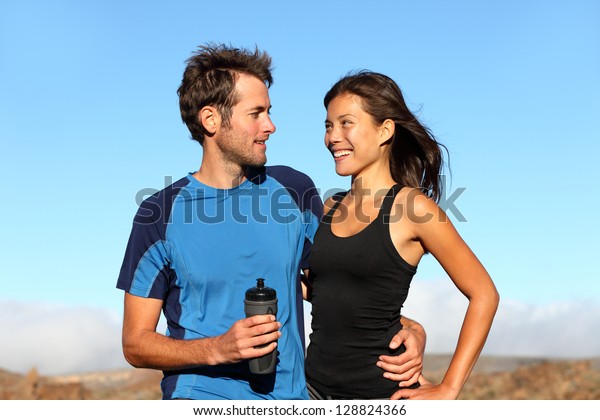 Young Romantic Healthy Athletic Couple Standing Stock Photo Edit Now