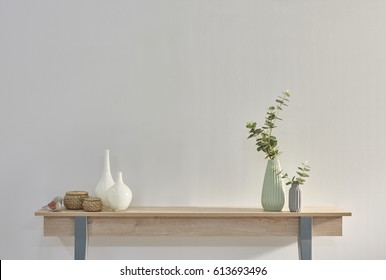 Young Room Interior Desk With Mock Up And Lamp White Floor