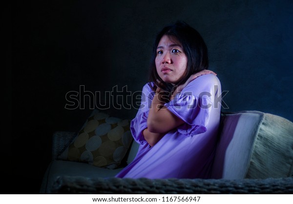 Young Sad Depressed Asian Japanese Woman Stock Photo Edit Now