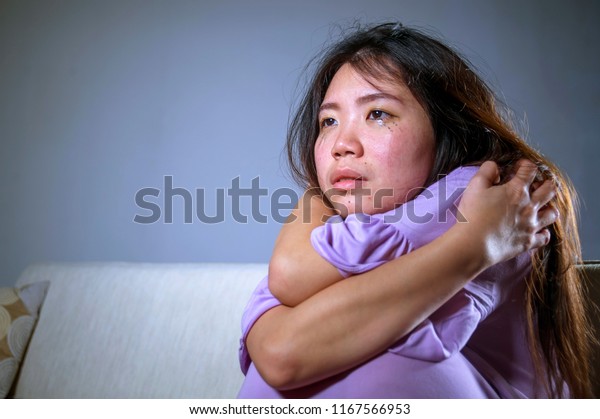 Young Sad Depressed Asian Japanese Woman Stock Photo Edit Now