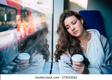 Young Sad Woman Looking Through Train Stock Photo 573555061 | Shutterstock