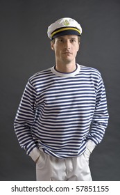 Young Sailor Man With White Sailor Hat