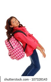 Young School Girl With Heavy Backpack