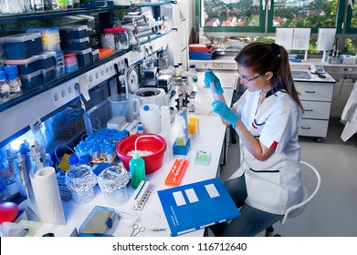 Young scientist works in modern biological lab - Powered by Shutterstock