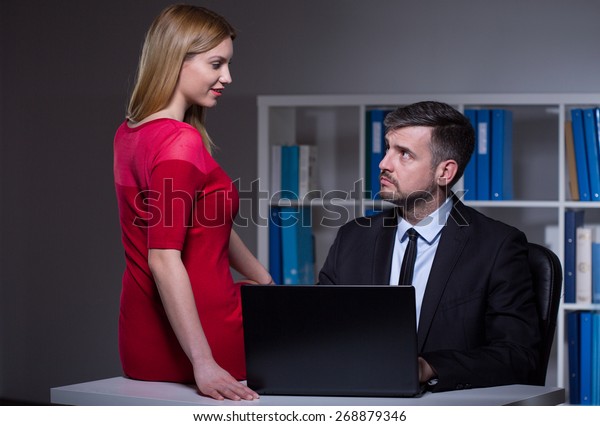 Young Seductive Secretary Working Late Office Stock Photo Edit Now