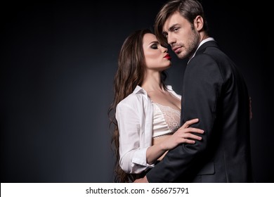 Young Sensual Couple Embracing Able Kiss Stock Photo 656675791 