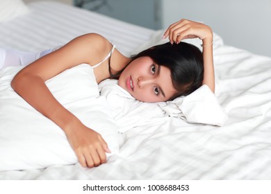 young sexy woman wake up
