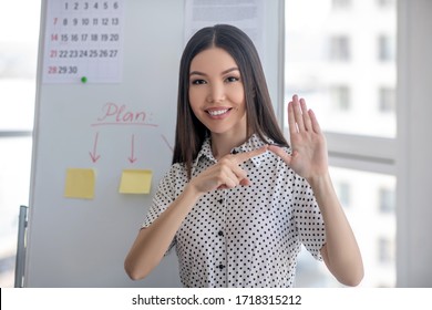 Young Sign Language Interpreter Participating In Online Training For Deaf People