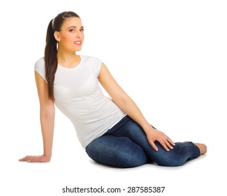 Young Smiling Lying Girl Isolated Stock Photo 287585387 | Shutterstock