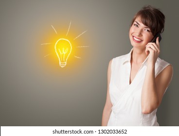 Young smiling person presenting new idea concept - Shutterstock ID 1302033652