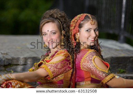 young  smiling woman - traditional indian dress
