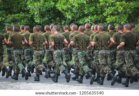 Young solders training