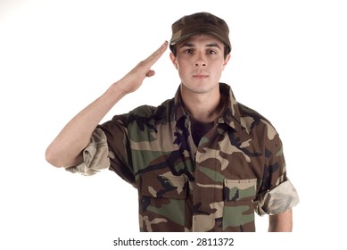 Young soldier in fatigues