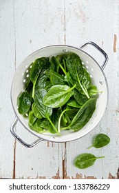 Young Spinach In Colander