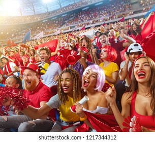 Young Sport Supporter Happy Fans Cheering Stock Photo 1217344258 ...