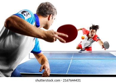 young sports man table tennis player is playing on light background - Shutterstock ID 2167644431